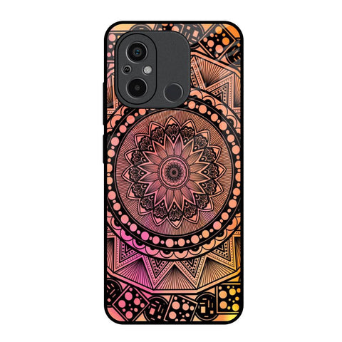 Floral Mandala Redmi 12C Glass Back Cover Online