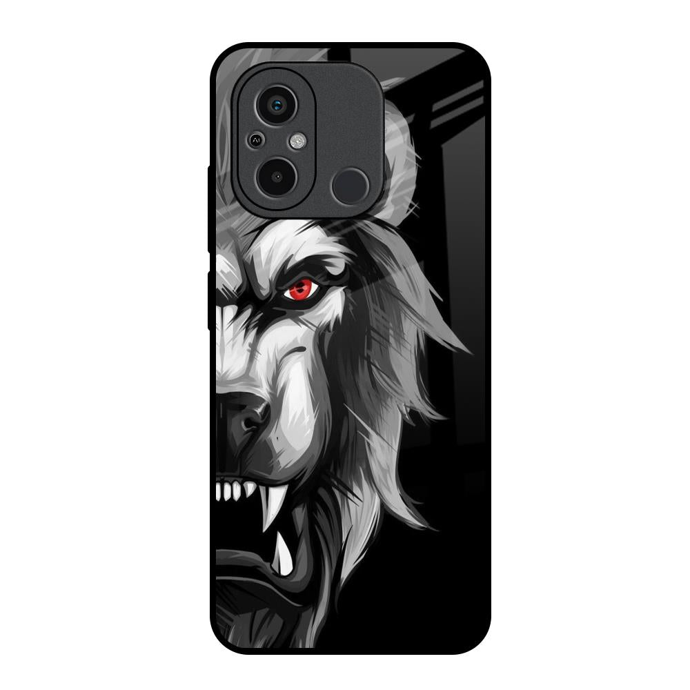 Wild Lion Redmi 12C Glass Back Cover Online