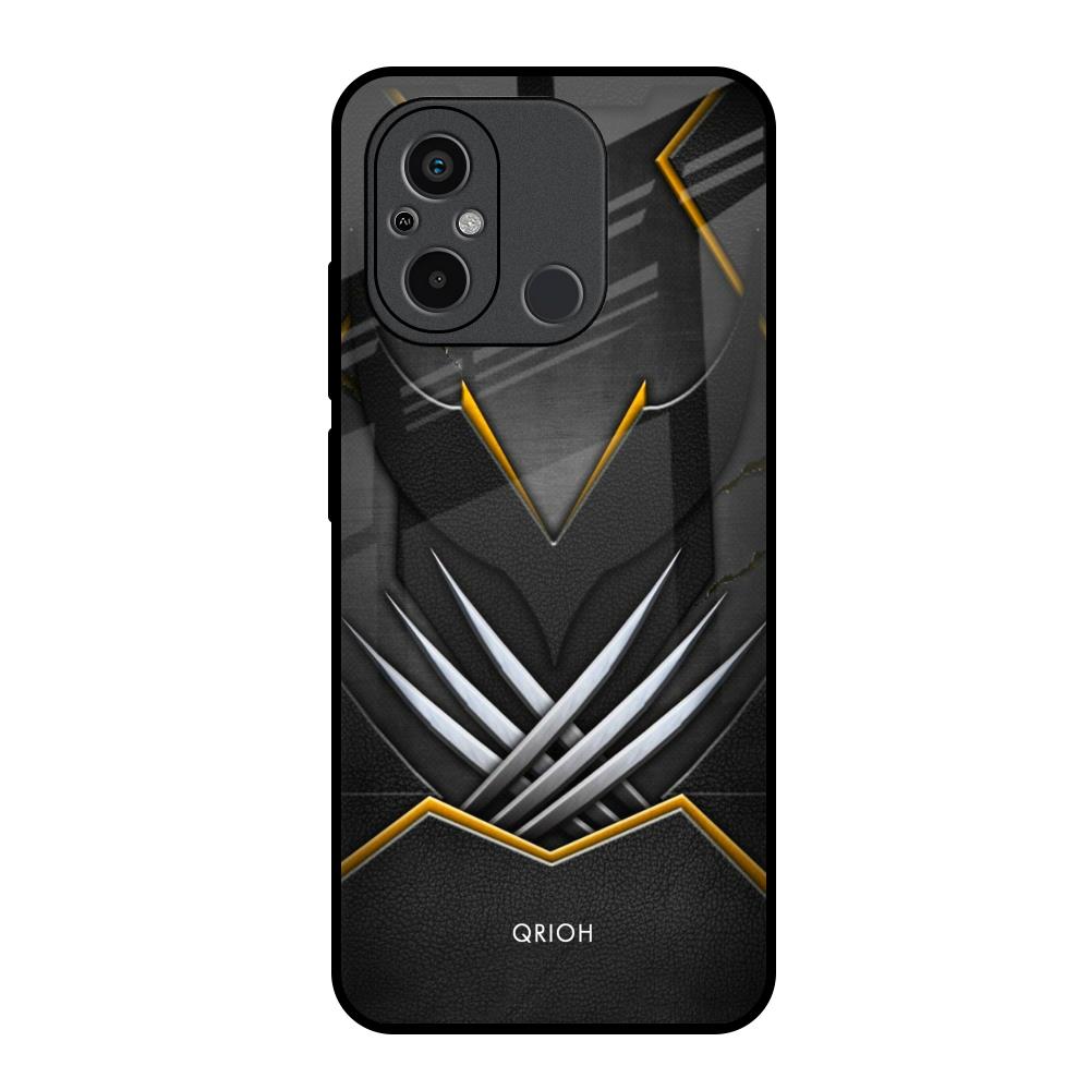 Black Warrior Redmi 12C Glass Back Cover Online