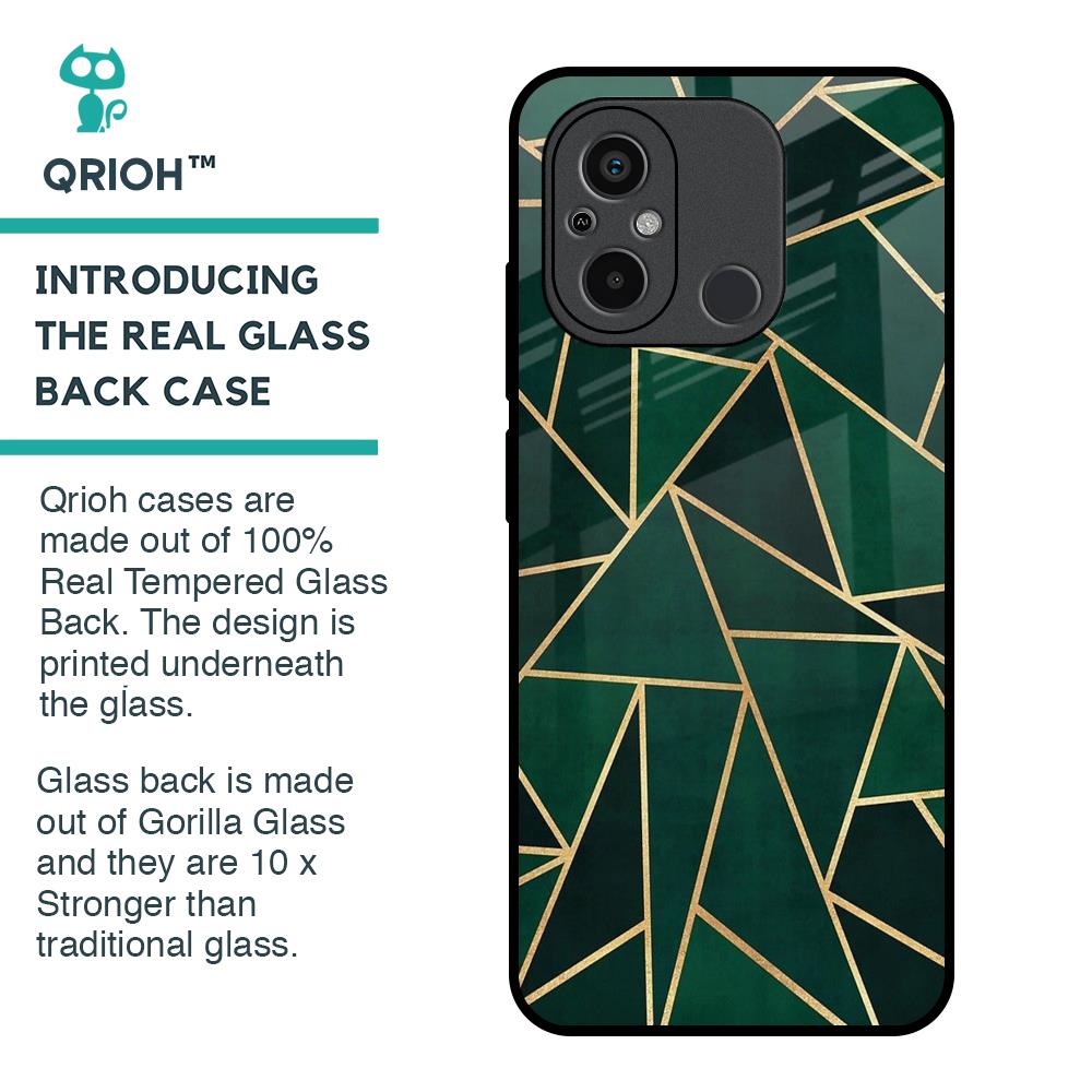 Abstract Green Glass Case For Redmi 12C