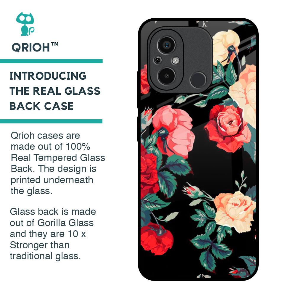 Floral Bunch Glass Case For Redmi 12C