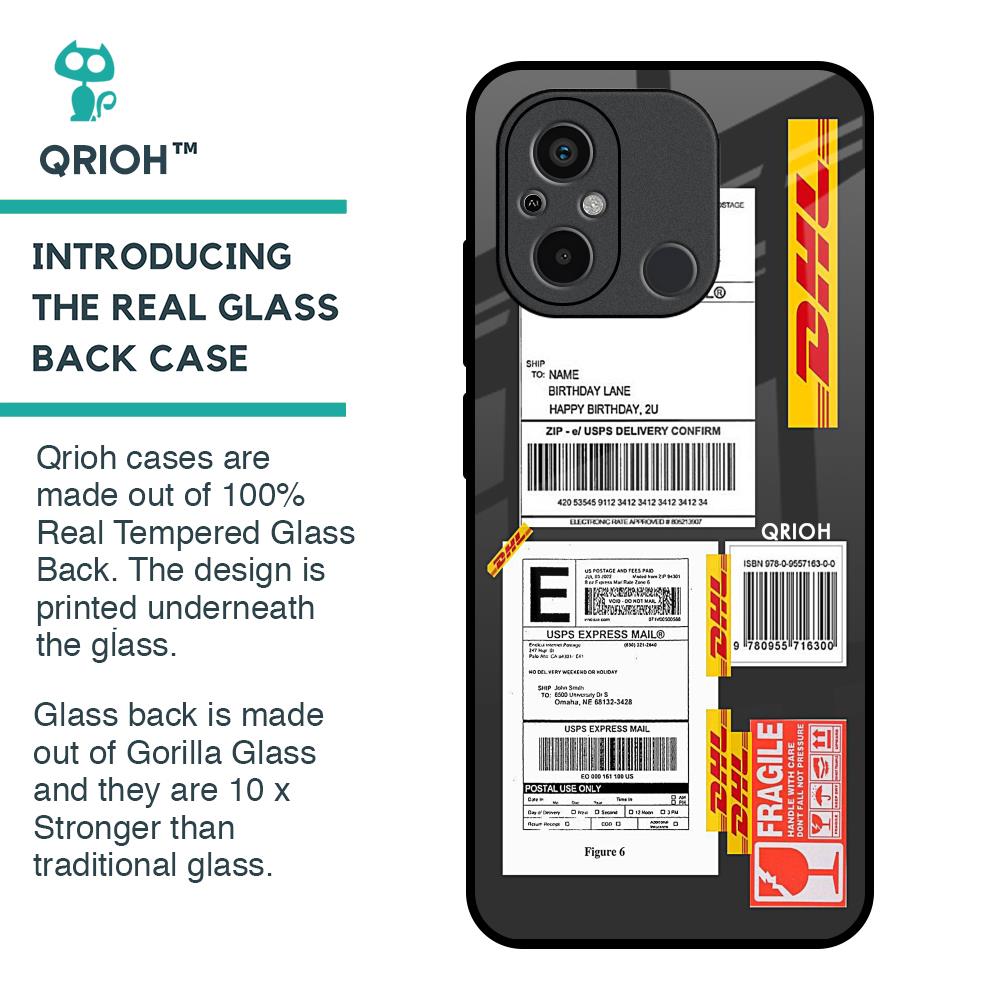 Cool Barcode Label Glass Case For Redmi 12C