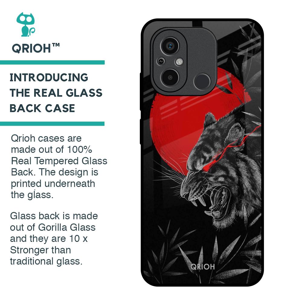 Red Moon Tiger Glass Case for Redmi 12C