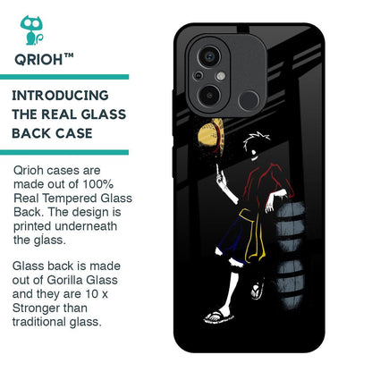 Luffy Line Art Glass Case for Redmi 12C