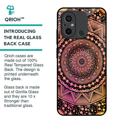 Floral Mandala Glass Case for Redmi 12C