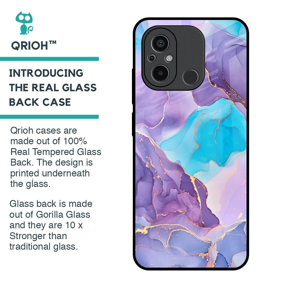 Alcohol ink Marble Glass Case for Redmi 12C