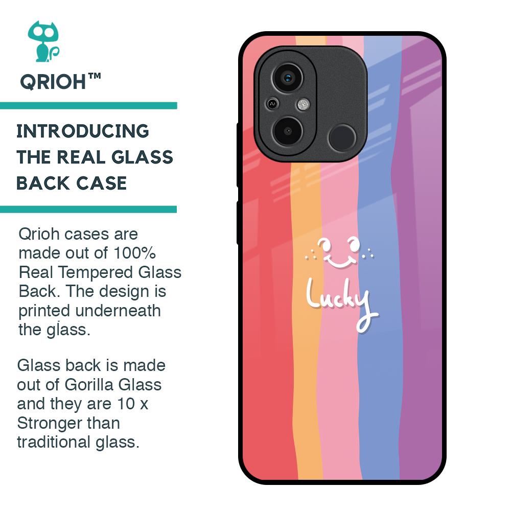 Lucky Abstract Glass Case for Redmi 12C
