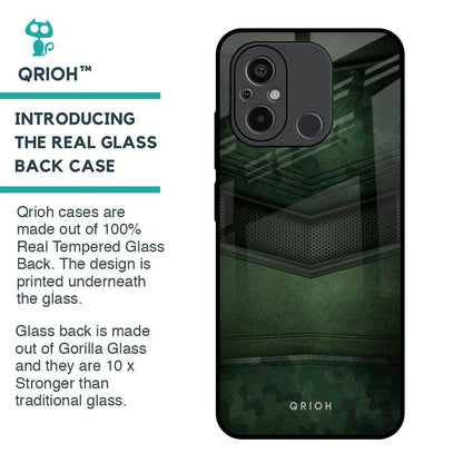 Green Leather Glass Case for Redmi 12C