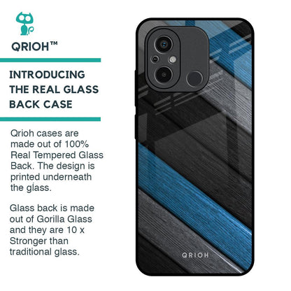 Multicolor Wooden Effect Glass Case for Redmi 12C