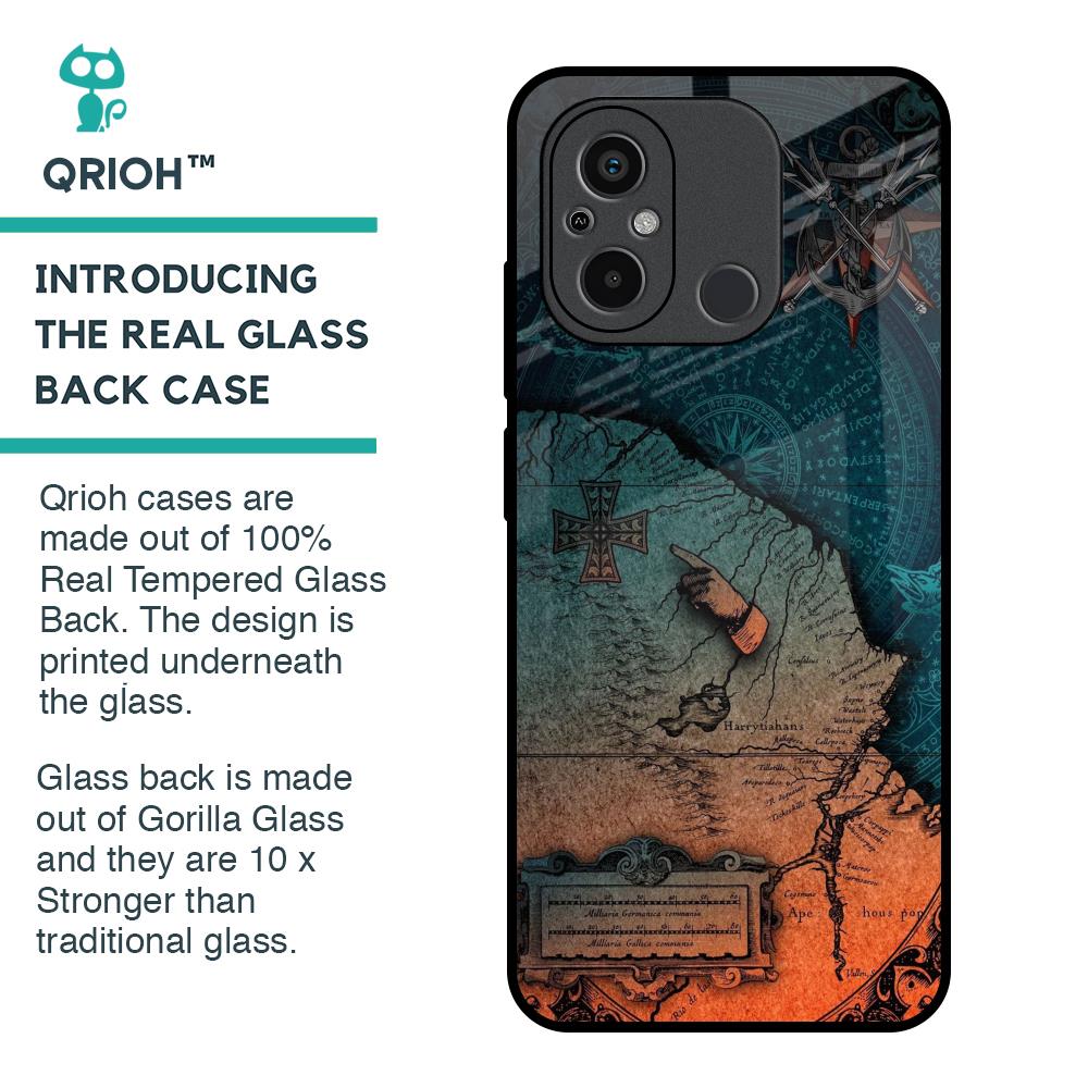 Geographical Map Glass Case for Redmi 12C