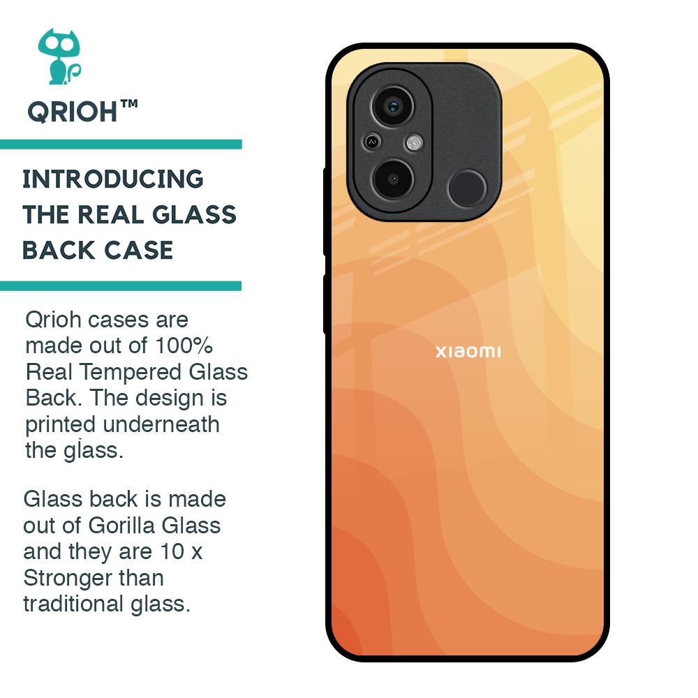 Orange Curve Pattern Glass Case for Redmi 12C