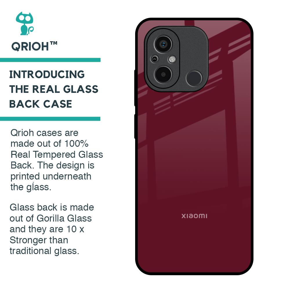 Classic Burgundy Glass Case for Redmi 12C