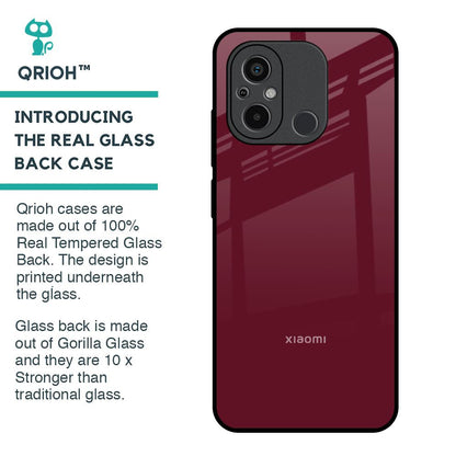 Classic Burgundy Glass Case for Redmi 12C