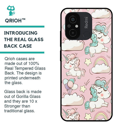 Balloon Unicorn Glass case for Redmi 12C