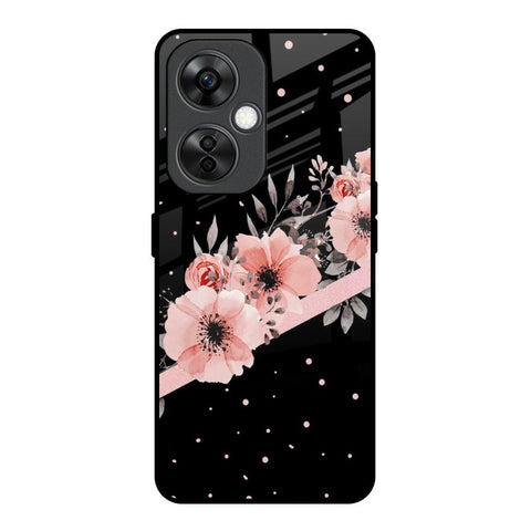 Floral Black Band OnePlus Nord CE 3 Lite 5G Glass Back Cover Online