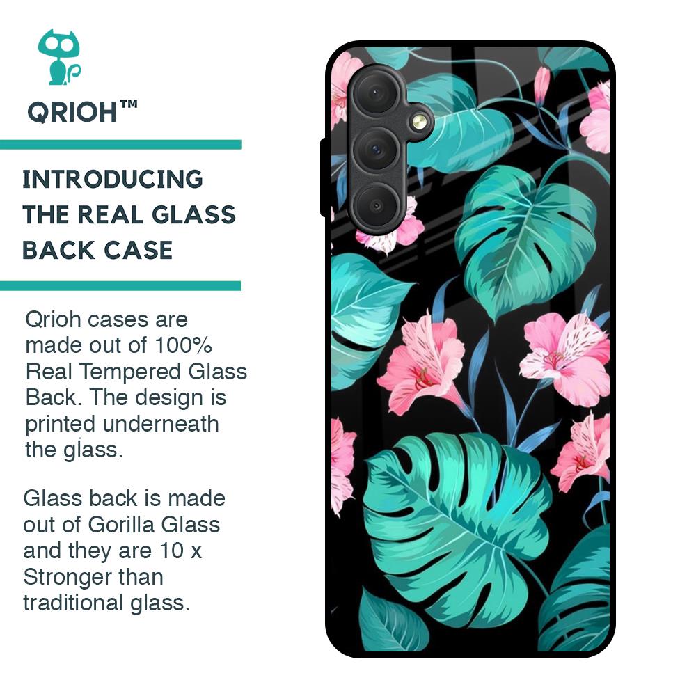 Tropical Leaves & Pink Flowers Glass case for Samsung Galaxy M54 5G