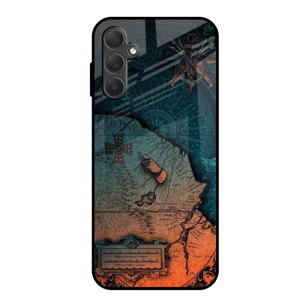 Geographical Map Samsung Galaxy M14 5G Glass Back Cover Online