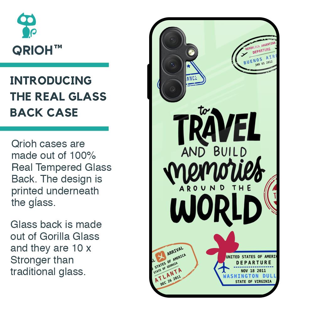 Travel Stamps Glass Case for Samsung Galaxy M14 5G