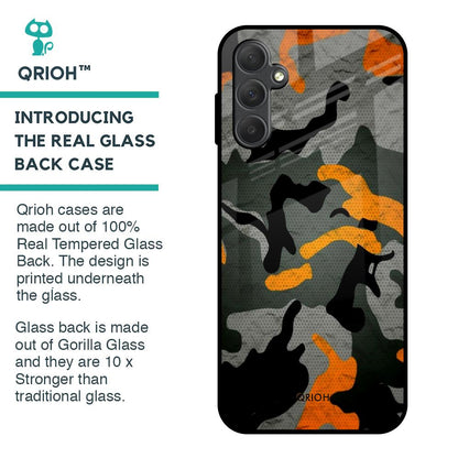 Camouflage Orange Glass Case For Samsung Galaxy M14 5G