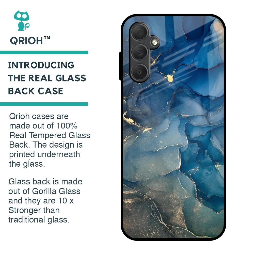 Blue Cool Marble Glass Case for Samsung Galaxy M14 5G