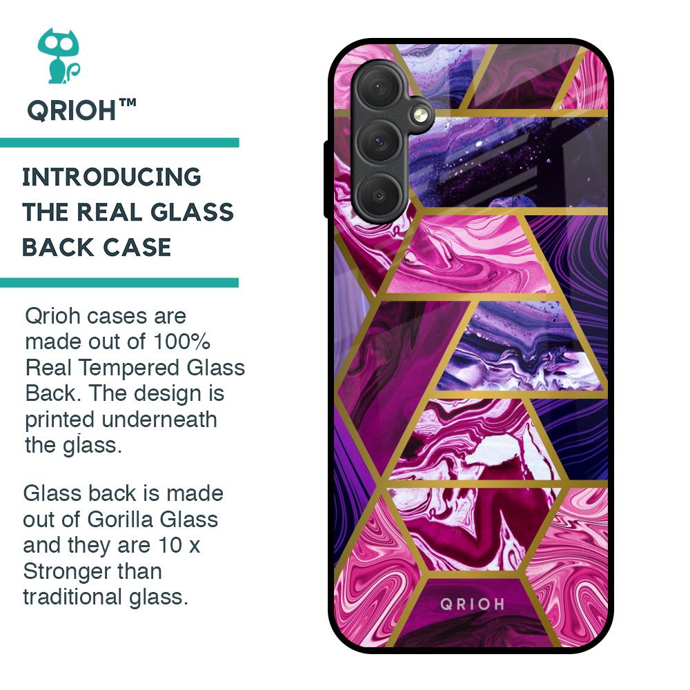 Electroplated Geometric Marble Glass Case for Samsung Galaxy M14 5G