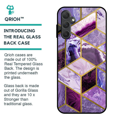 Purple Rhombus Marble Glass Case for Samsung Galaxy M14 5G
