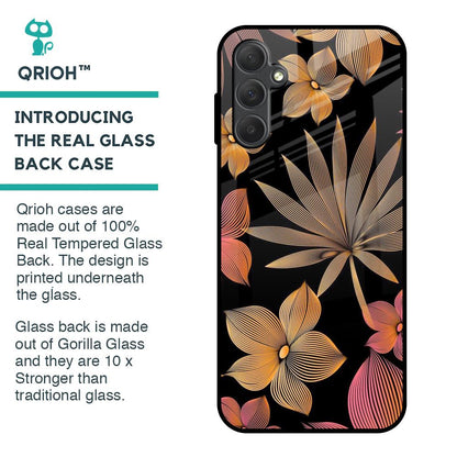 Lines Pattern Flowers Glass Case for Samsung Galaxy M14 5G