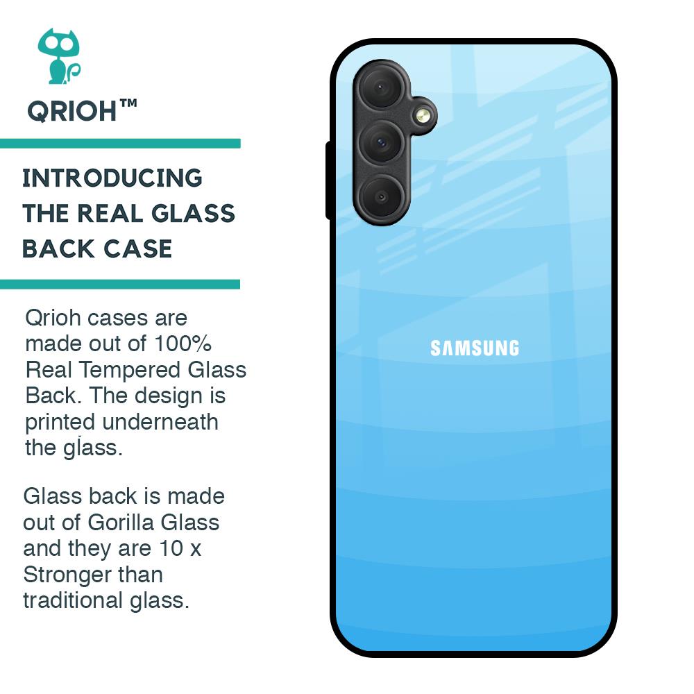 Wavy Blue Pattern Glass Case for Samsung Galaxy M14 5G