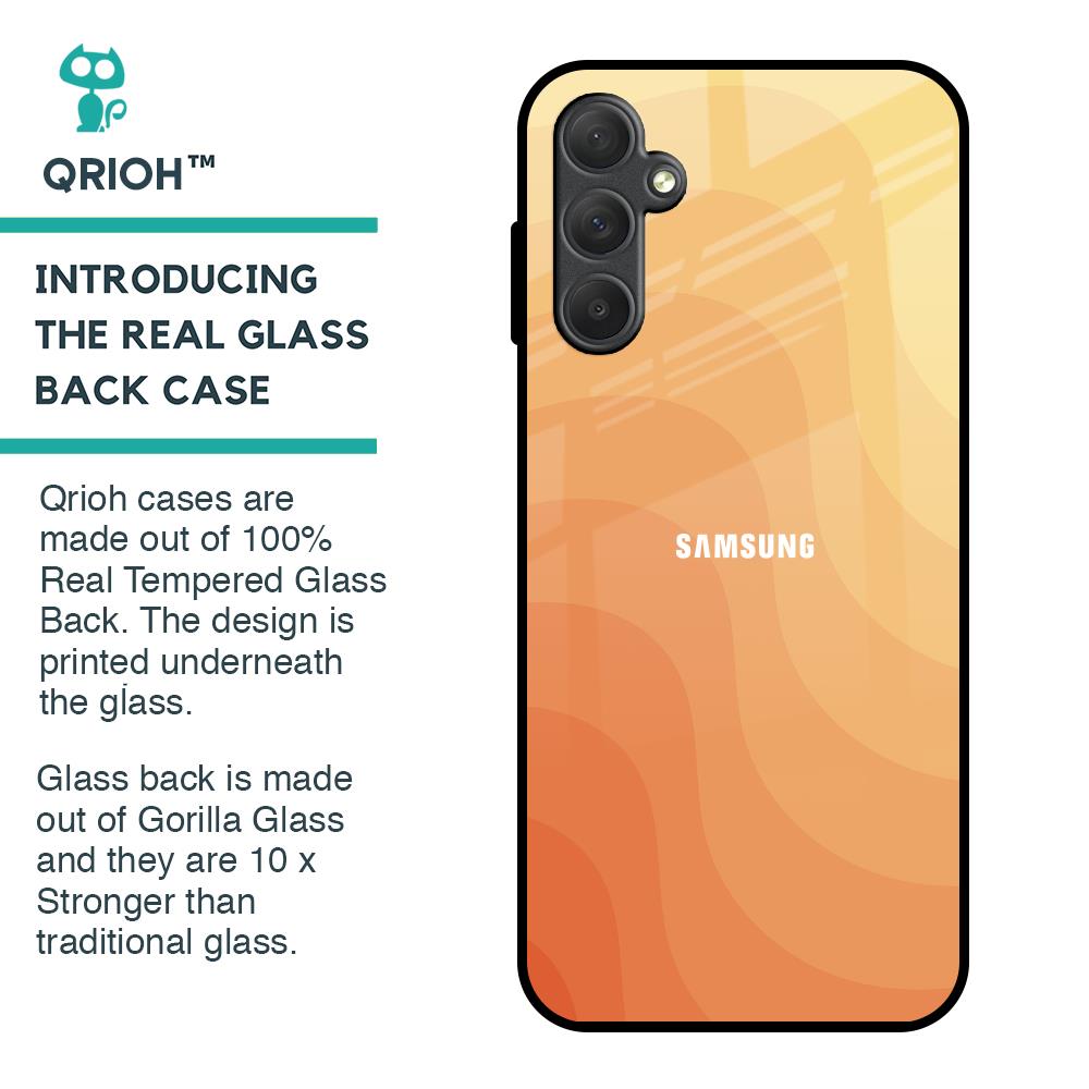 Orange Curve Pattern Glass Case for Samsung Galaxy M14 5G