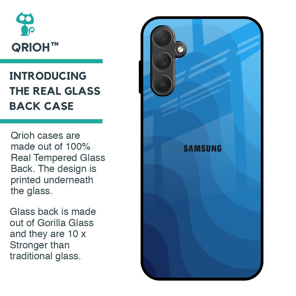 Blue Wave Abstract Glass Case for Samsung Galaxy M14 5G
