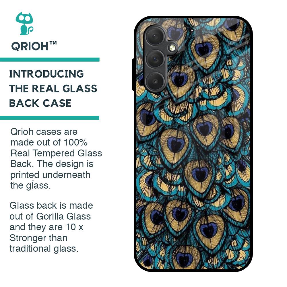 Peacock Feathers Glass case for Samsung Galaxy M14 5G