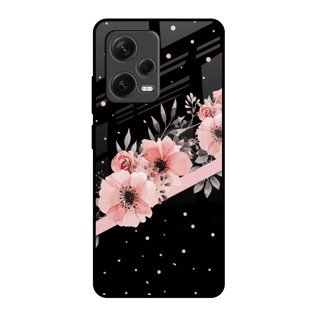 Floral Black Band Redmi Note 12 Pro Plus 5G Glass Back Cover Online