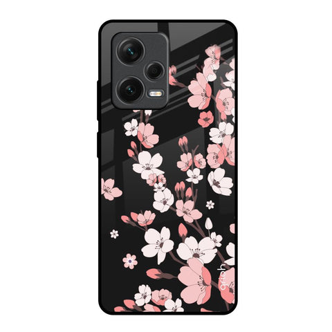 Black Cherry Blossom Redmi Note 12 Pro Plus 5G Glass Back Cover Online