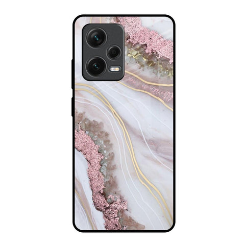 Pink & Gold Gllitter Marble Redmi Note 12 Pro Plus 5G Glass Back Cover Online