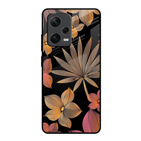 Lines Pattern Flowers Redmi Note 12 Pro Plus 5G Glass Back Cover Online
