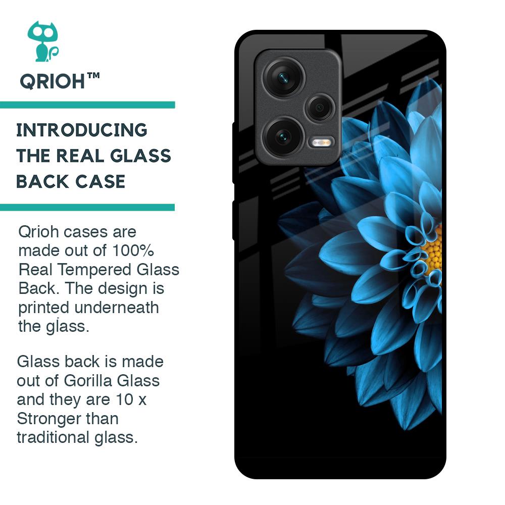 Half Blue Flower Glass Case for Redmi Note 12 Pro Plus 5G