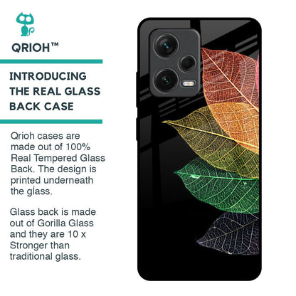 Colorful Leaves Glass Case for Redmi Note 12 Pro Plus 5G