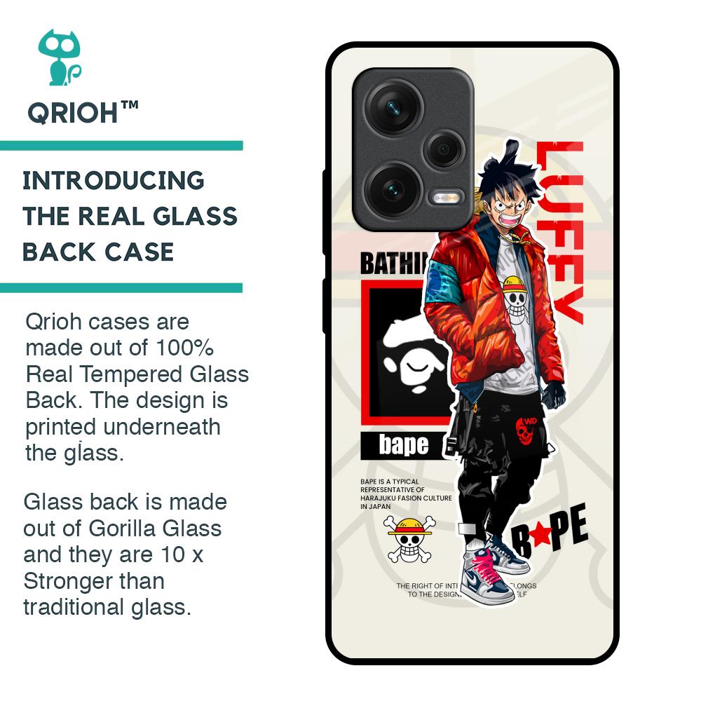 Bape Luffy Glass Case for Redmi Note 12 Pro Plus 5G