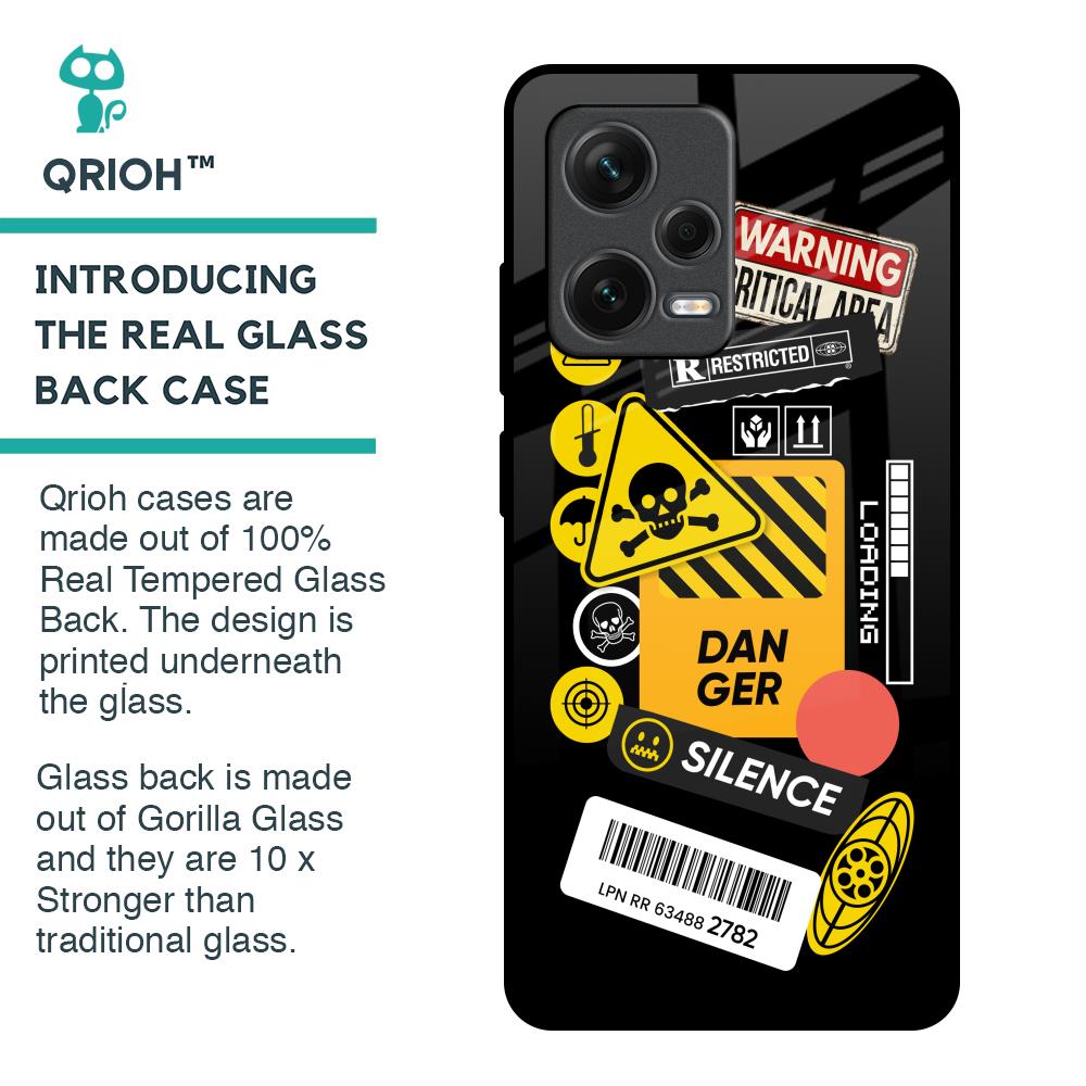 Danger Signs Glass Case for Redmi Note 12 Pro Plus 5G