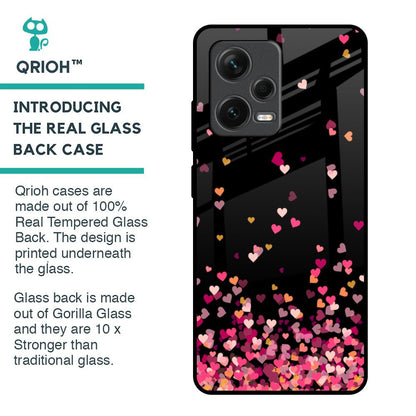 Heart Rain Fall Glass Case For Redmi Note 12 Pro Plus 5G