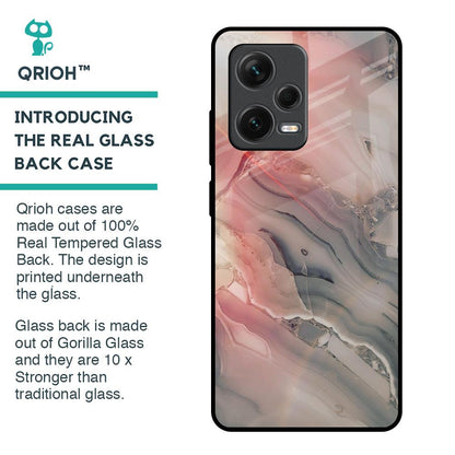 Pink And Grey Marble Glass Case For Redmi Note 12 Pro Plus 5G