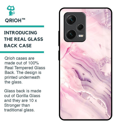 Diamond Pink Gradient Glass Case For Redmi Note 12 Pro Plus 5G