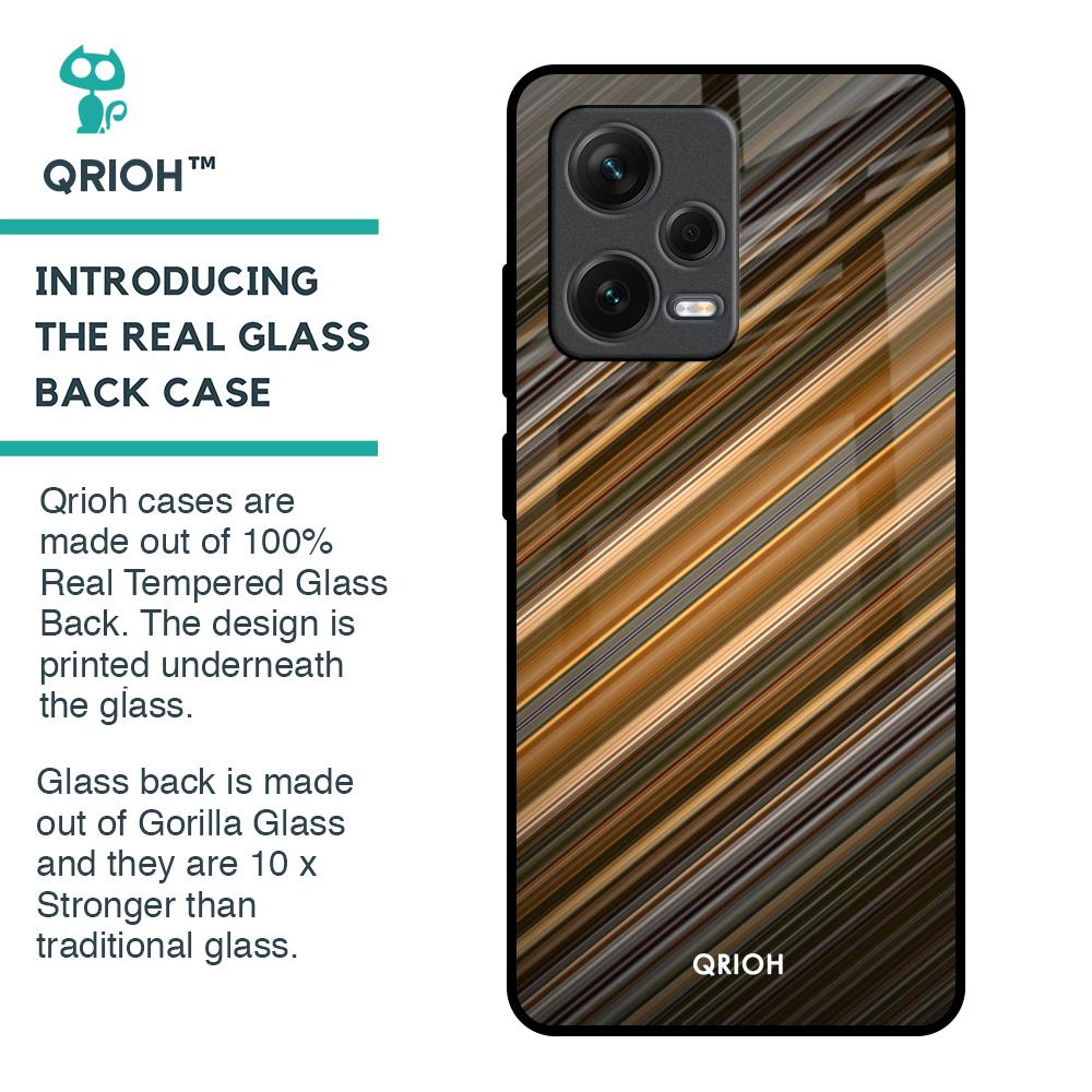 Diagonal Slash Pattern Glass Case for Redmi Note 12 Pro Plus 5G