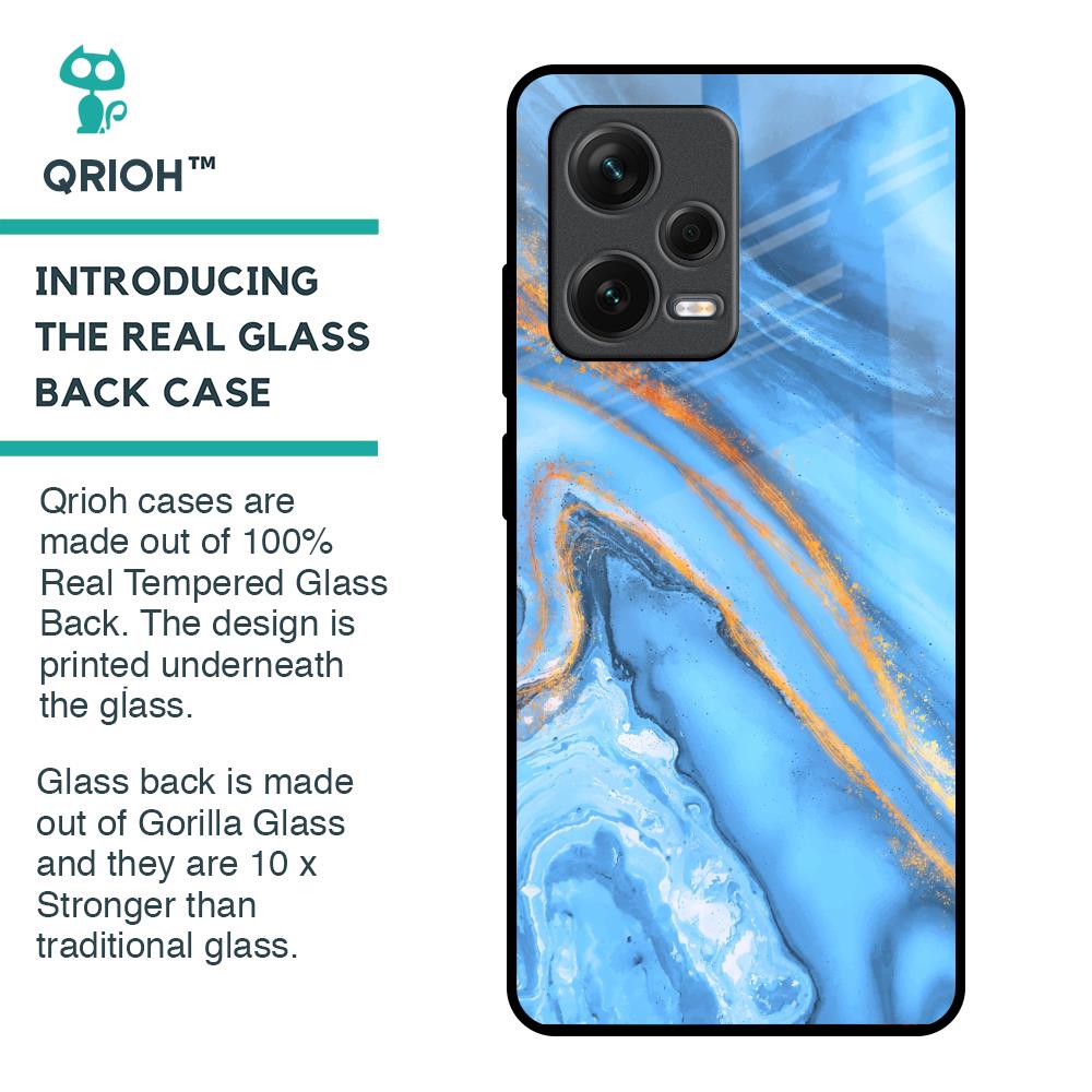 Vibrant Blue Marble Glass Case for Redmi Note 12 Pro Plus 5G