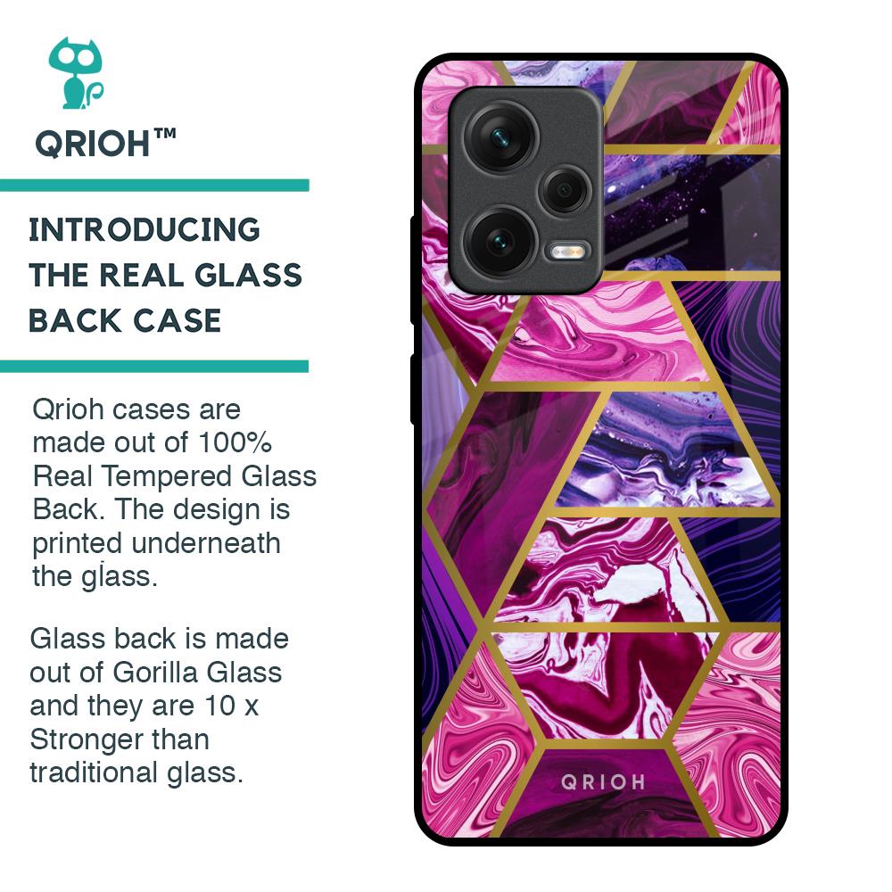 Electroplated Geometric Marble Glass Case for Redmi Note 12 Pro Plus 5G