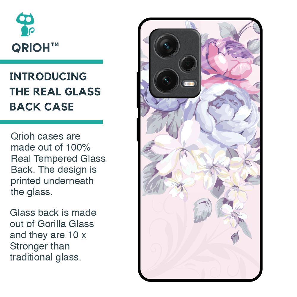 Elegant Floral Glass Case for Redmi Note 12 Pro Plus 5G