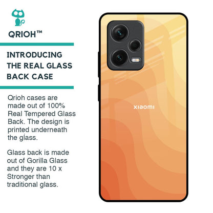 Orange Curve Pattern Glass Case for Redmi Note 12 Pro Plus 5G
