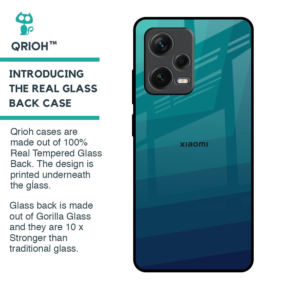 Green Triangle Pattern Glass Case for Redmi Note 12 Pro Plus 5G