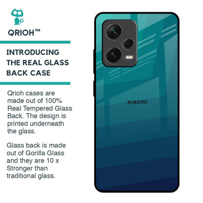 Green Triangle Pattern Glass Case for Redmi Note 12 Pro Plus 5G