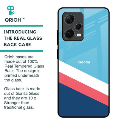 Pink & White Stripes Glass Case For Redmi Note 12 Pro Plus 5G